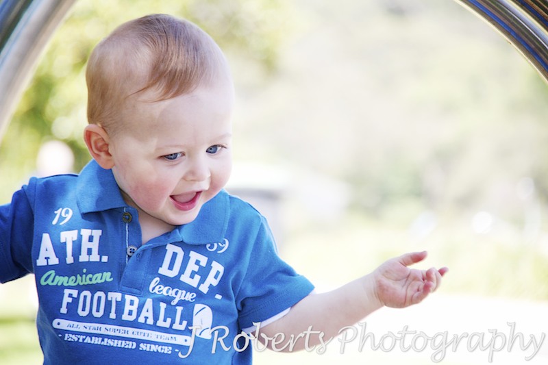 Little boy playing at park - family portrait photography sydney